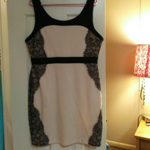 maitai Dresses & Skirts - Maitai Beige Dress With Lace Trim